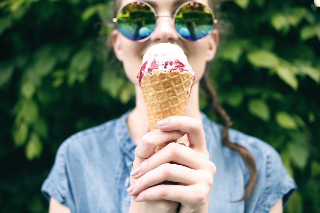 woman eating ice cream