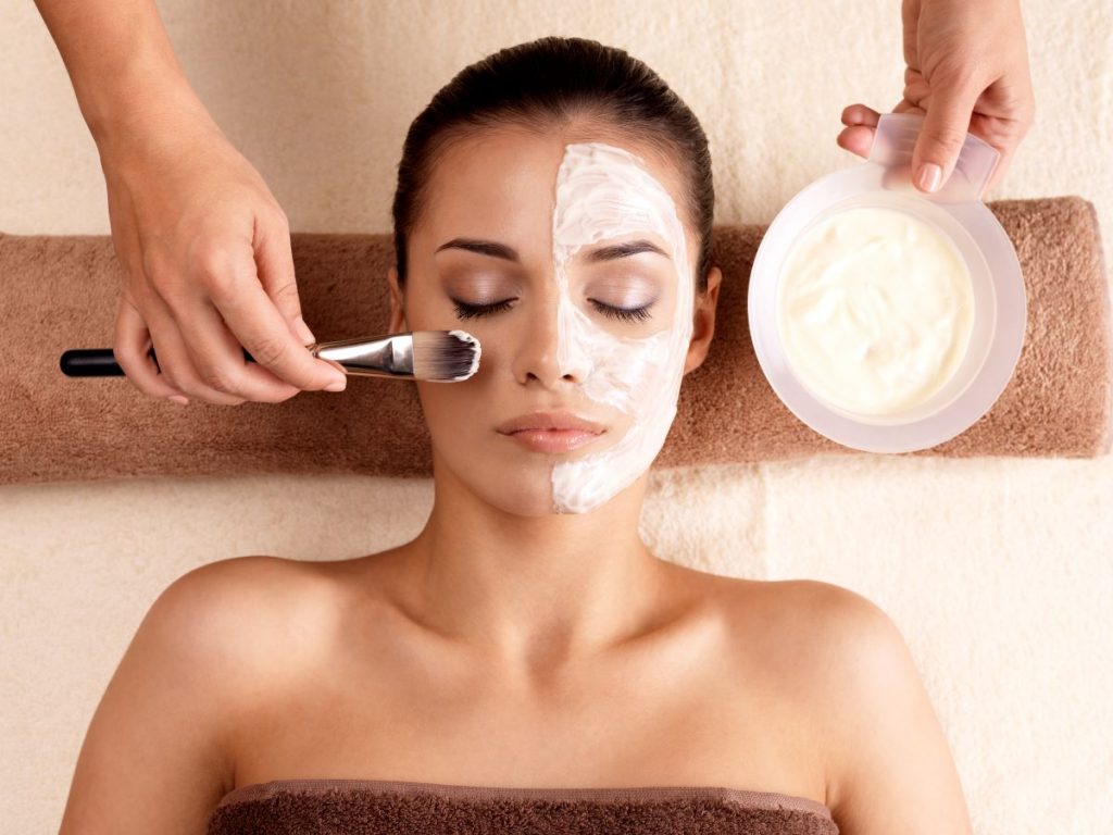 woman getting facial treatment