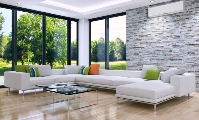 Modern bright room with air conditioning