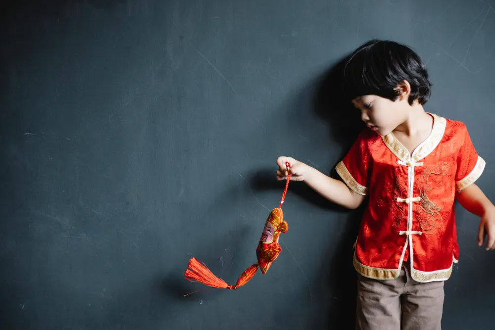 child wearing a Chinese Traditional Clothing